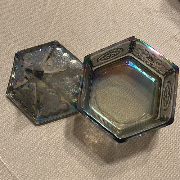 Fenton Carnival Glass Green Antique Candy Dish - Picture 3 of 9